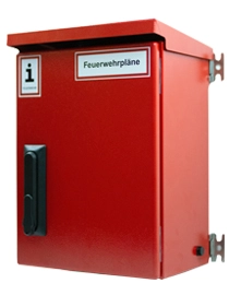 wandschrank fuer feuerwehrplaene rot ohne regendach