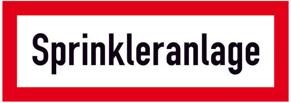 Hinweisschild für die Feuerwehr: Sprinkleranlage | Aufkleber | 29,7x10,5cm