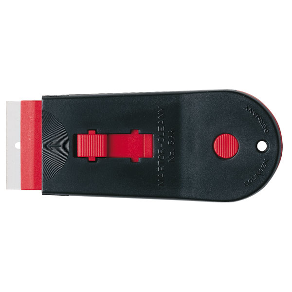 Etikettenschaber mit rückziehbarer Klinge