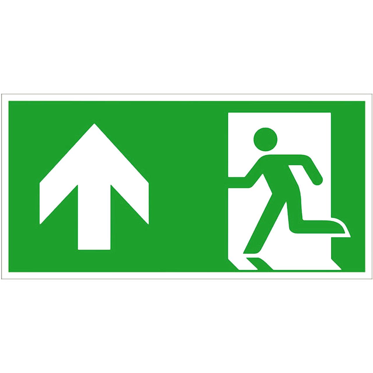 Notausgang links geradeaus/aufwärts