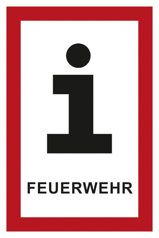 Hinweisschild für die Feuerwehr: Informationen für die Feuerwehr | Aufkleber | 5x7,5cm