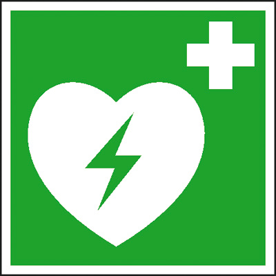 Erste-Hilfe-Schild: Defibillator (AED) | Kunststoff | 20x20cm