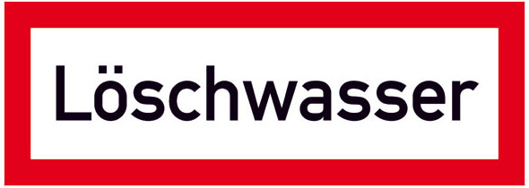 Hinweisschild für die Feuerwehr: Löschwasser | Aluminium geprägt | 29,7x10,5cm