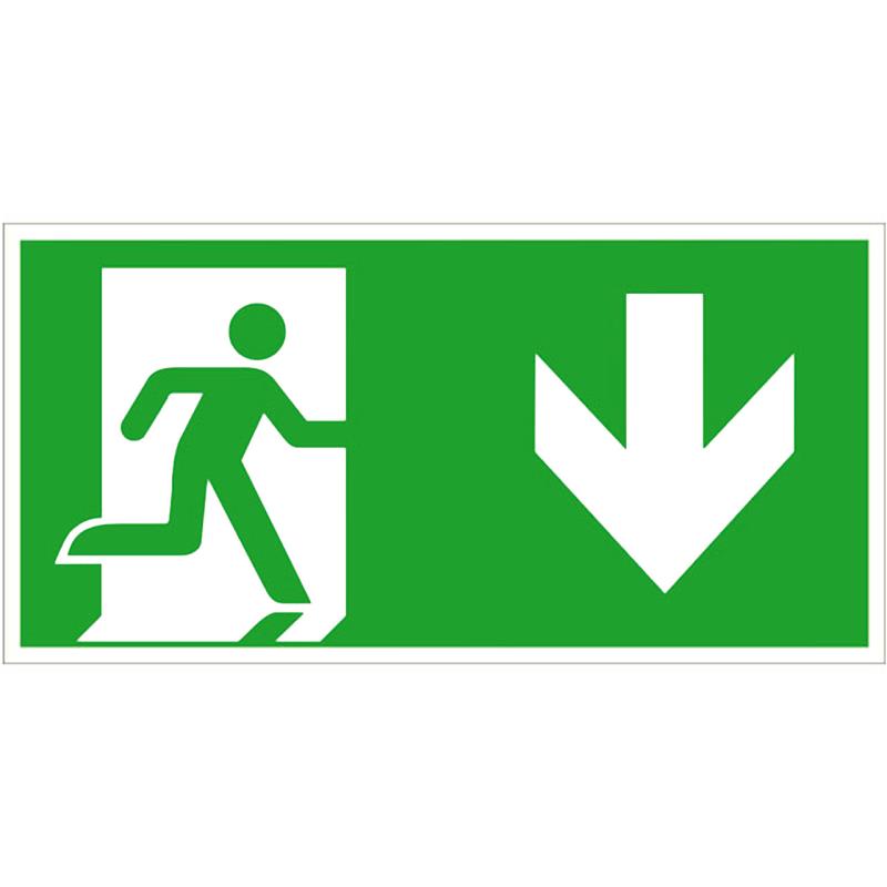 Rettungszeichen: Notausgang rechts abwärts | Kunststoff | 30x15cm