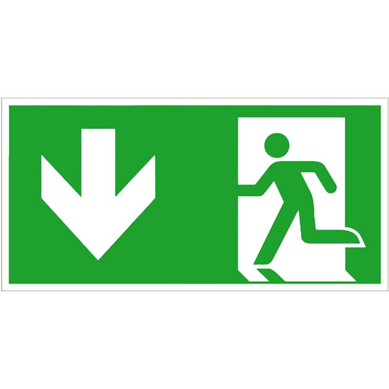 Rettungszeichen: Notausgang links abwärts | Kunststoff | 30x15cm