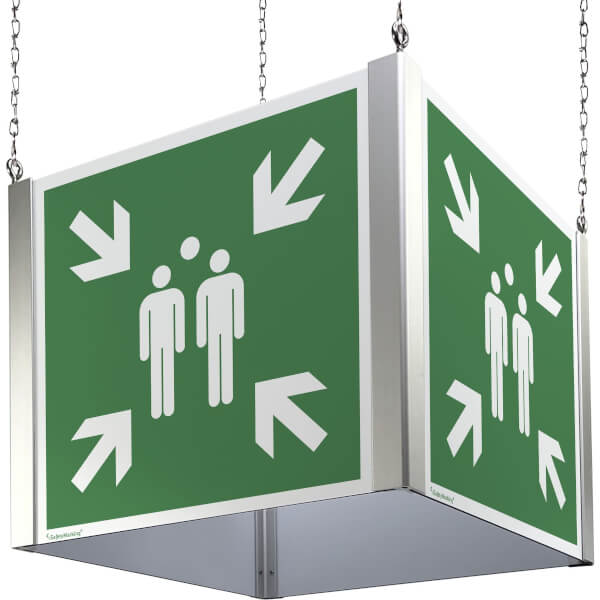 Rettungszeichen: Sammelstelle | Deckenwürfel | 20x20cm