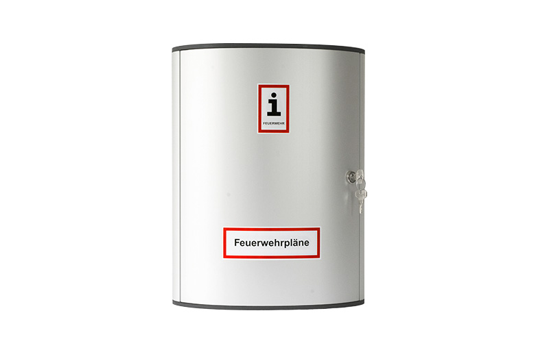 A4-Wandschrank für Feuerwehrpläne | Alu/Kunststoff | Drehschloss