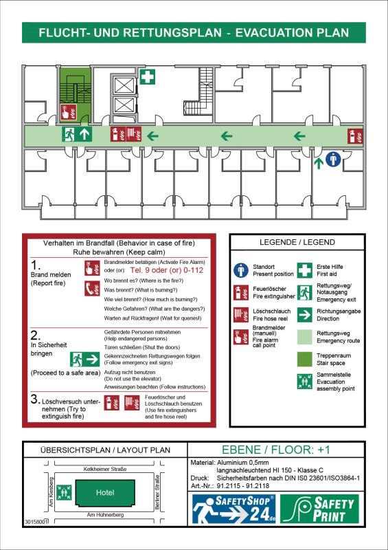 SafetyPrint | MUSTER | Druck auf Aluminium 0,5mm | langnachleuchtend