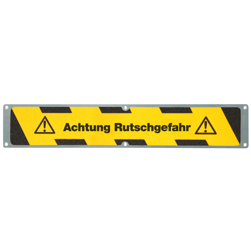 Antirutsch-Aluminiumplatte "Achtung Rutschgefahr" | schraubbar | gelb/schwarz