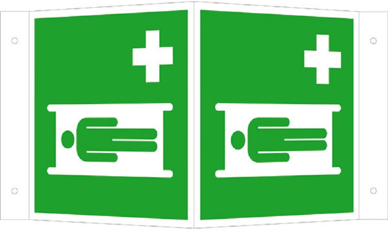 Erste-Hilfe-Schild: Krankentrage | Aluminium | 15x15cm