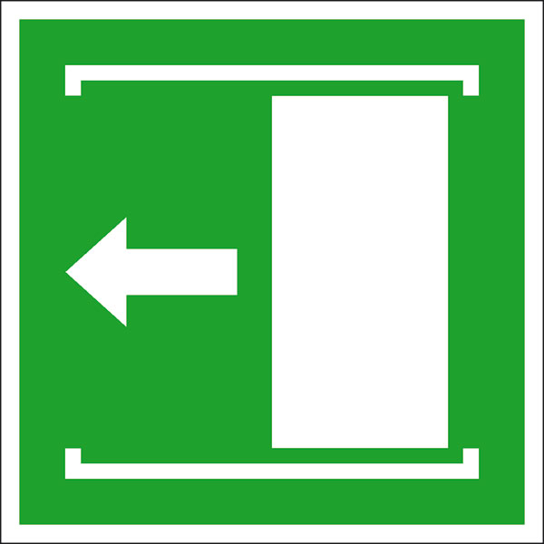 Rettungszeichen: Schiebetür nach links | Aufkleber | 15x15cm